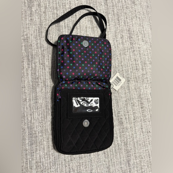 Vera Bradley Black Quilted Mini Hipster Purse With Polka Dot Interior - Picture 7 of 8
